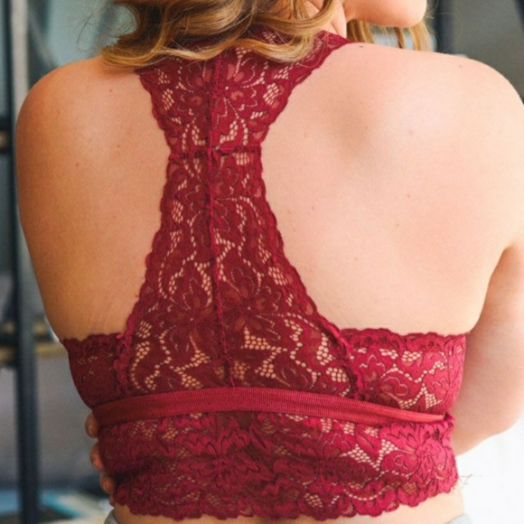 Burgundy Lace Racerback Bralette - Picture 4 of 4